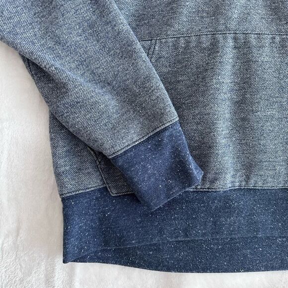 J Crew Sweatshirt Mens Medium Vintage Fleece Hoodie Henley Pocket Heather Blue - Picture 2 of 8